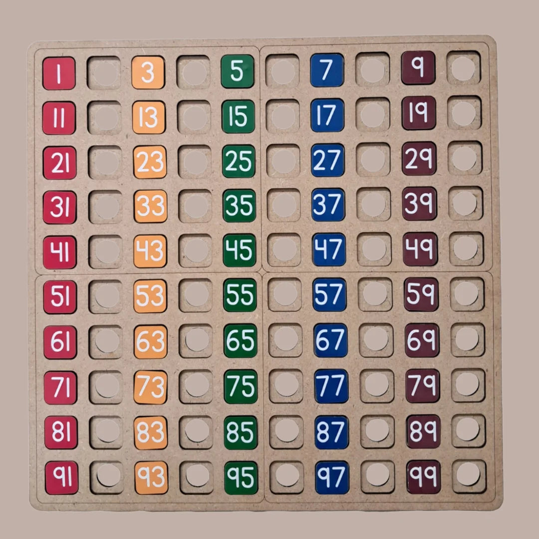 100 Frame With Numbers Tiles & Woolen Beads