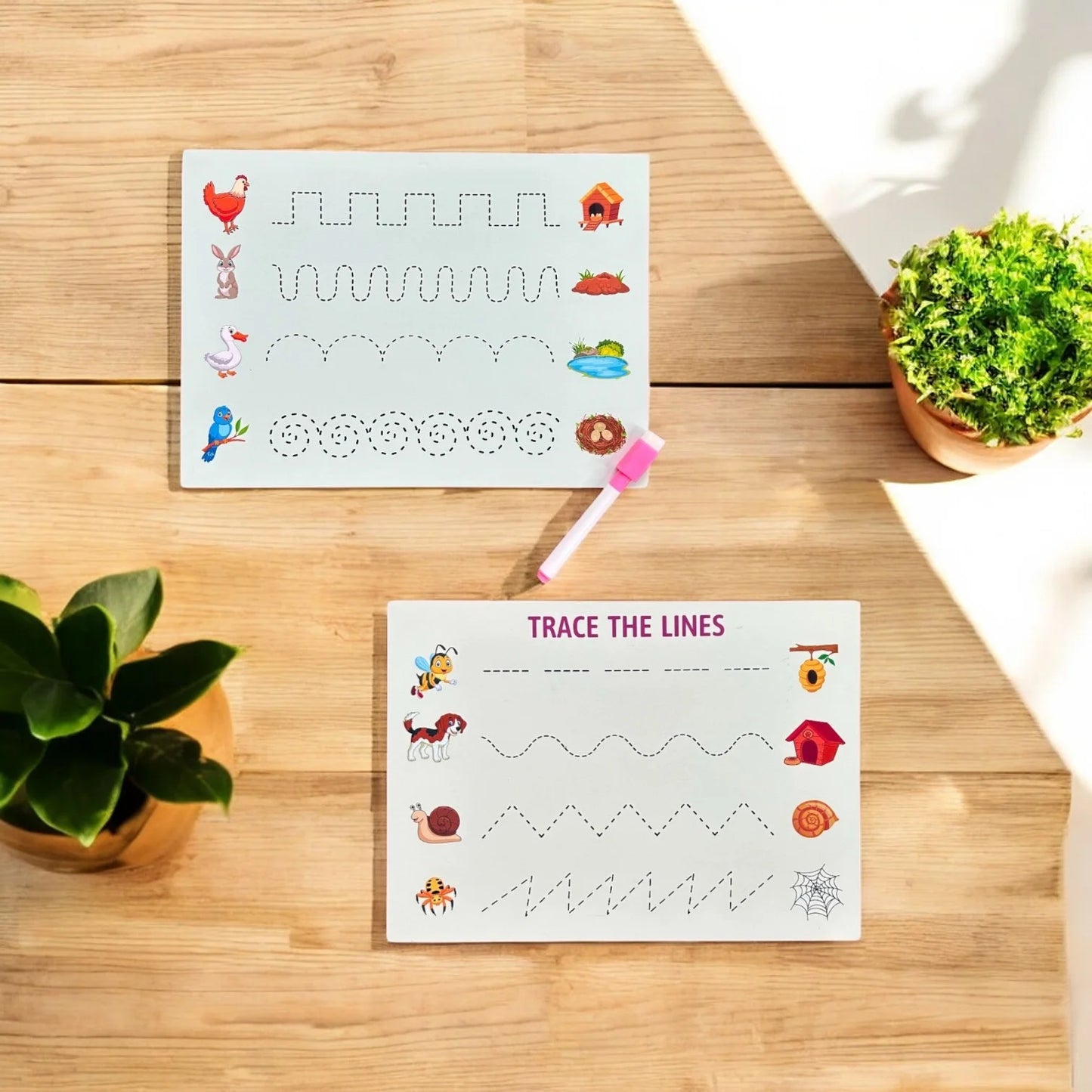 4-Line, Alphabet & Pattern Wipe and Clean Tracing Boards (Combo)