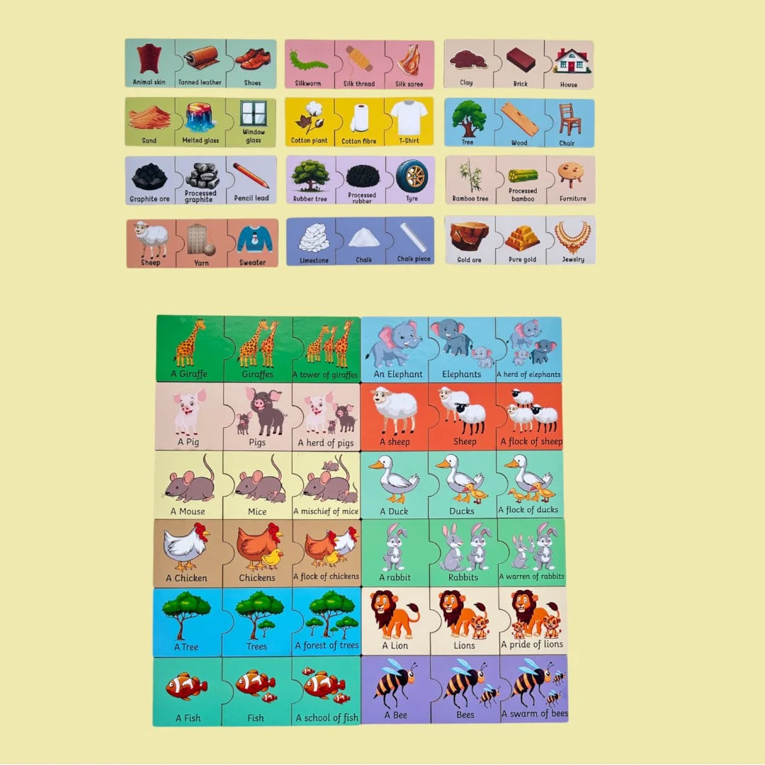 Raw to Ready and Singular Plural Collective Noun Puzzle Combo