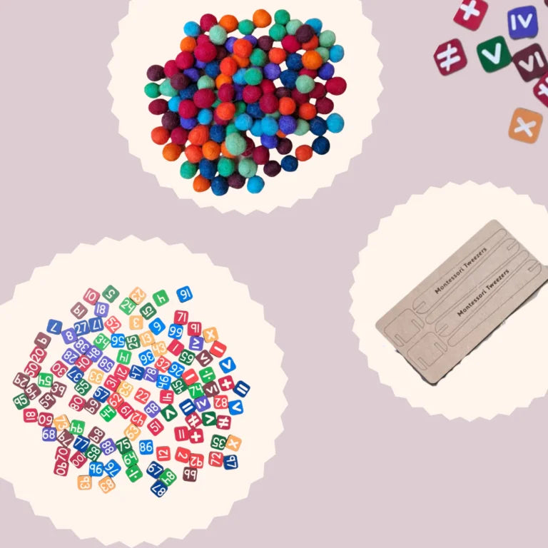 100 Frame Math Board for Kids – Number Tiles & Woolen Beads