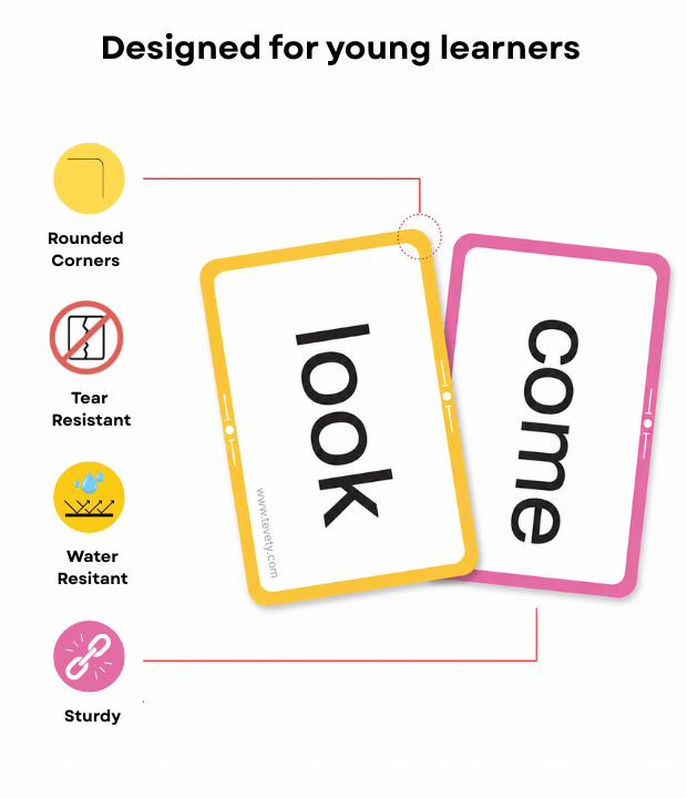 Sight Words Flash Cards for Toddlers & Kindergarten | 62 Water Resistant Learning Cards