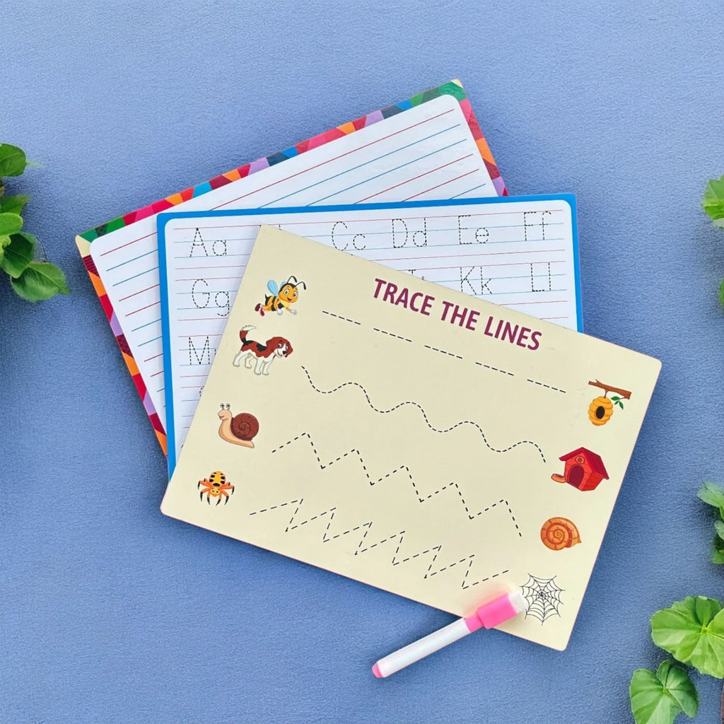 4-Line, Alphabet & Pattern Wipe and Clean Tracing Boards (Combo)