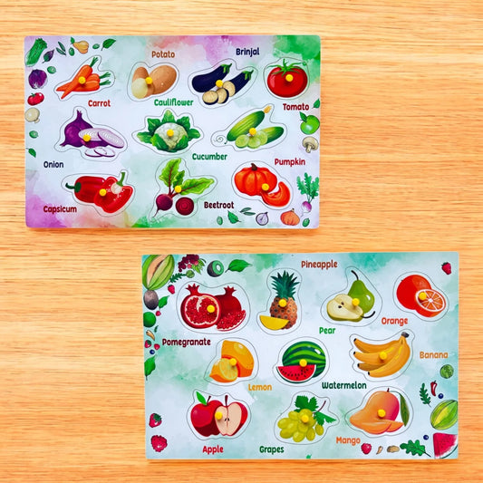 Fruits & Vegetables Peg Puzzle Combo