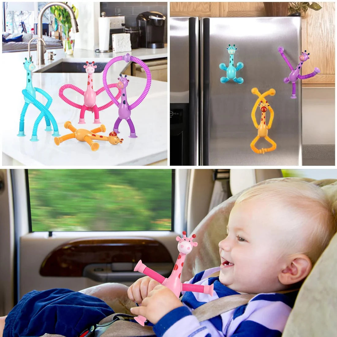 Giraffe Pop Suction Tubes Sensory Fidget Toys for Toddlers
