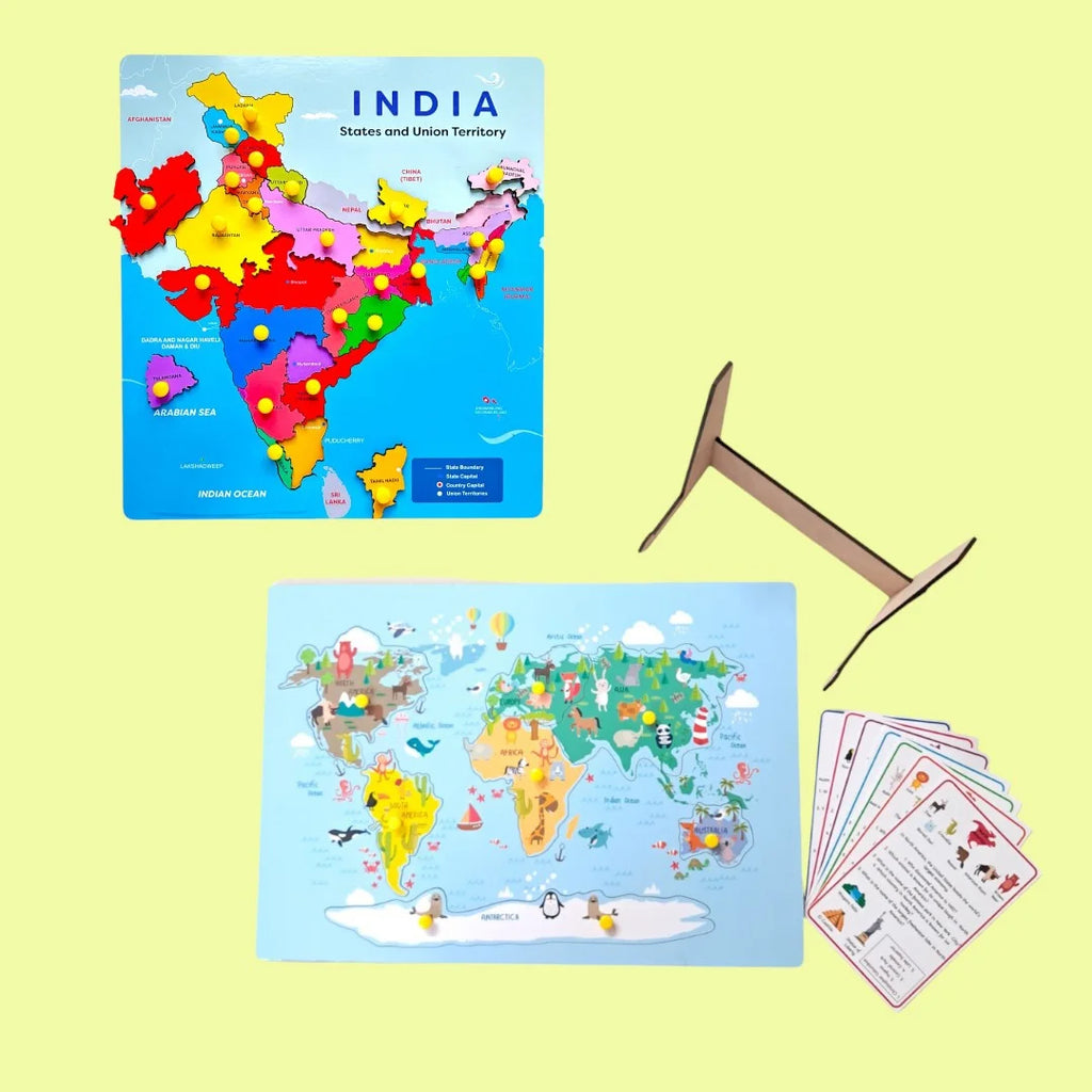 India Map & Continent Puzzle Combo Kit