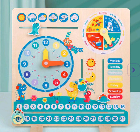 Wooden Dinosaur Calendar Board – Fun Educational Learning for Kids